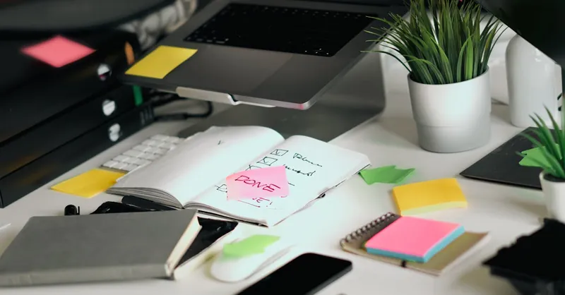Office Desk Finished Task Note Laptop Smartphone